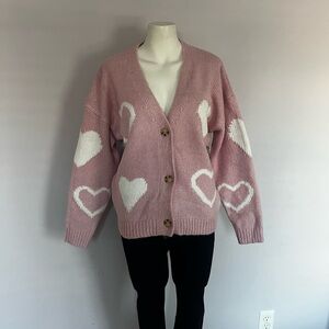 No Boundaries Blush Cardigan with Heart Pattern